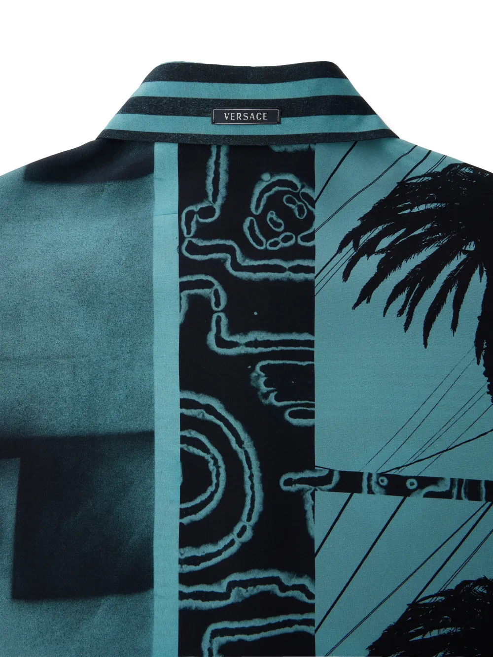 Versace T-shirt met Sunset Palms-print Blauw