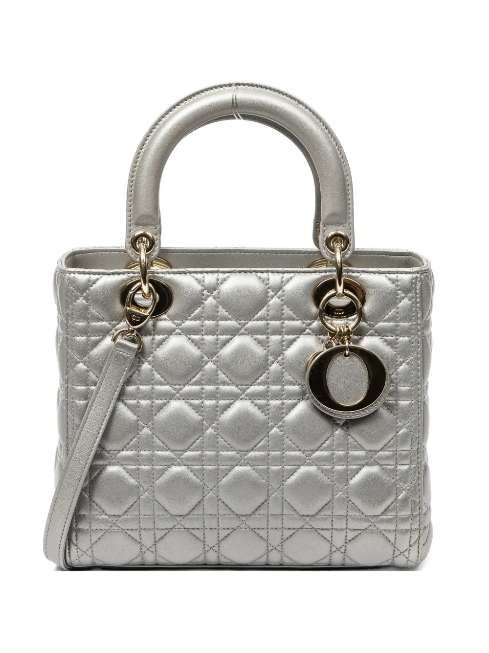 Christian Dior Pre-Owned medium Lady Dior leather cross body bag - Silber