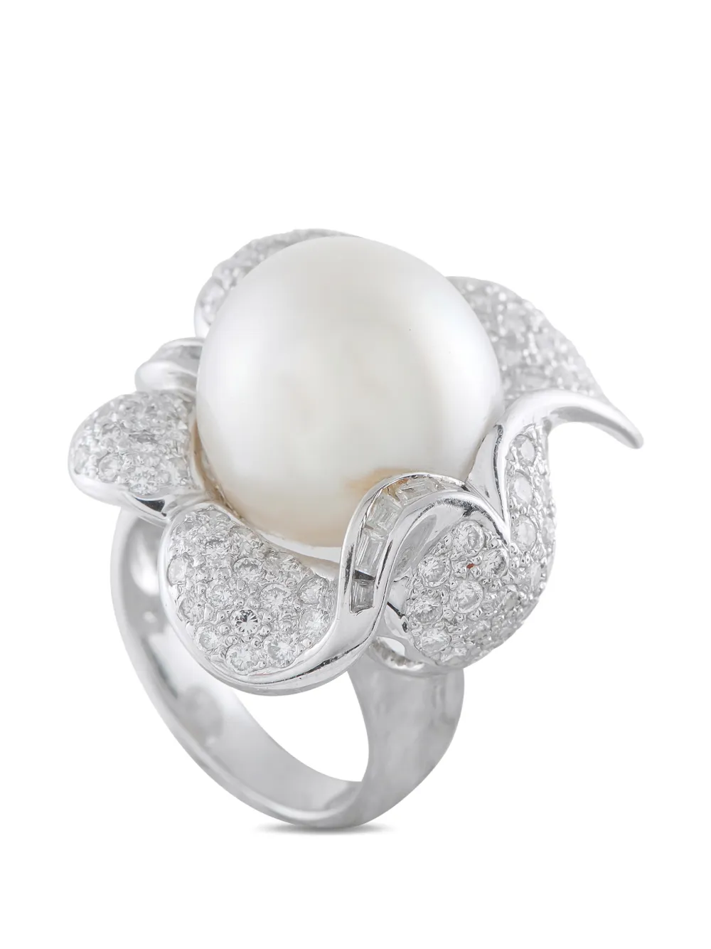 LB Exclusive pearl and diamond floral ring - Argento