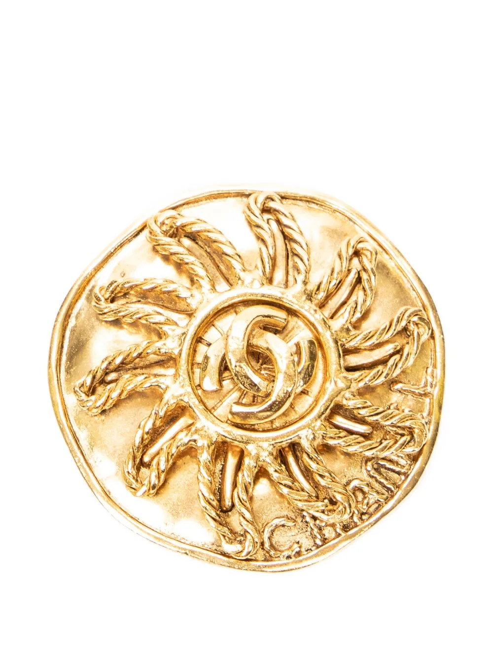CHANEL Pre-Owned 1994 CC-logo sun brooch - Gold