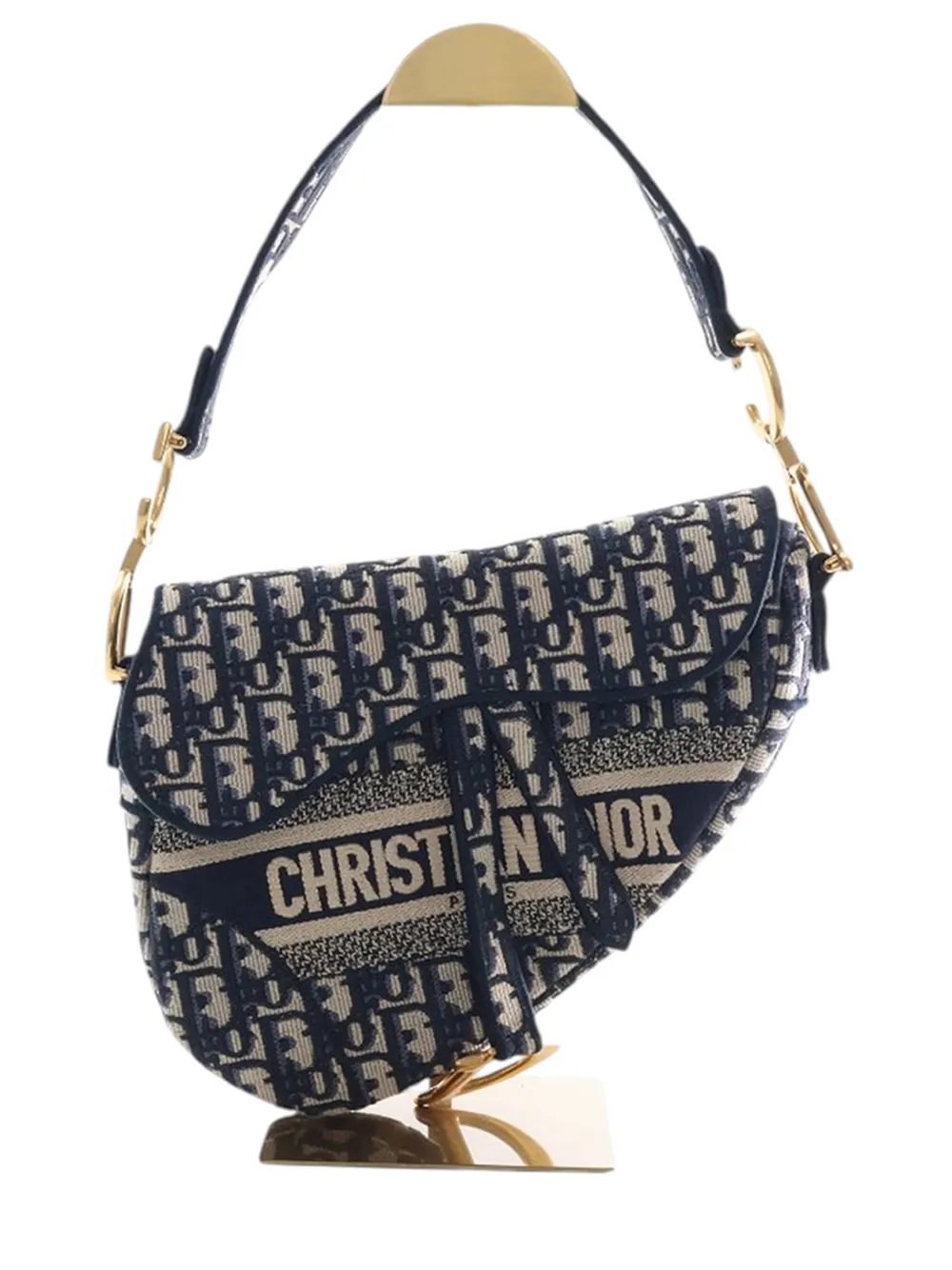Christian Dior Pre-Owned 2024 Oblique Embroidered Canvas Saddle Bag shoulder bag - Blu