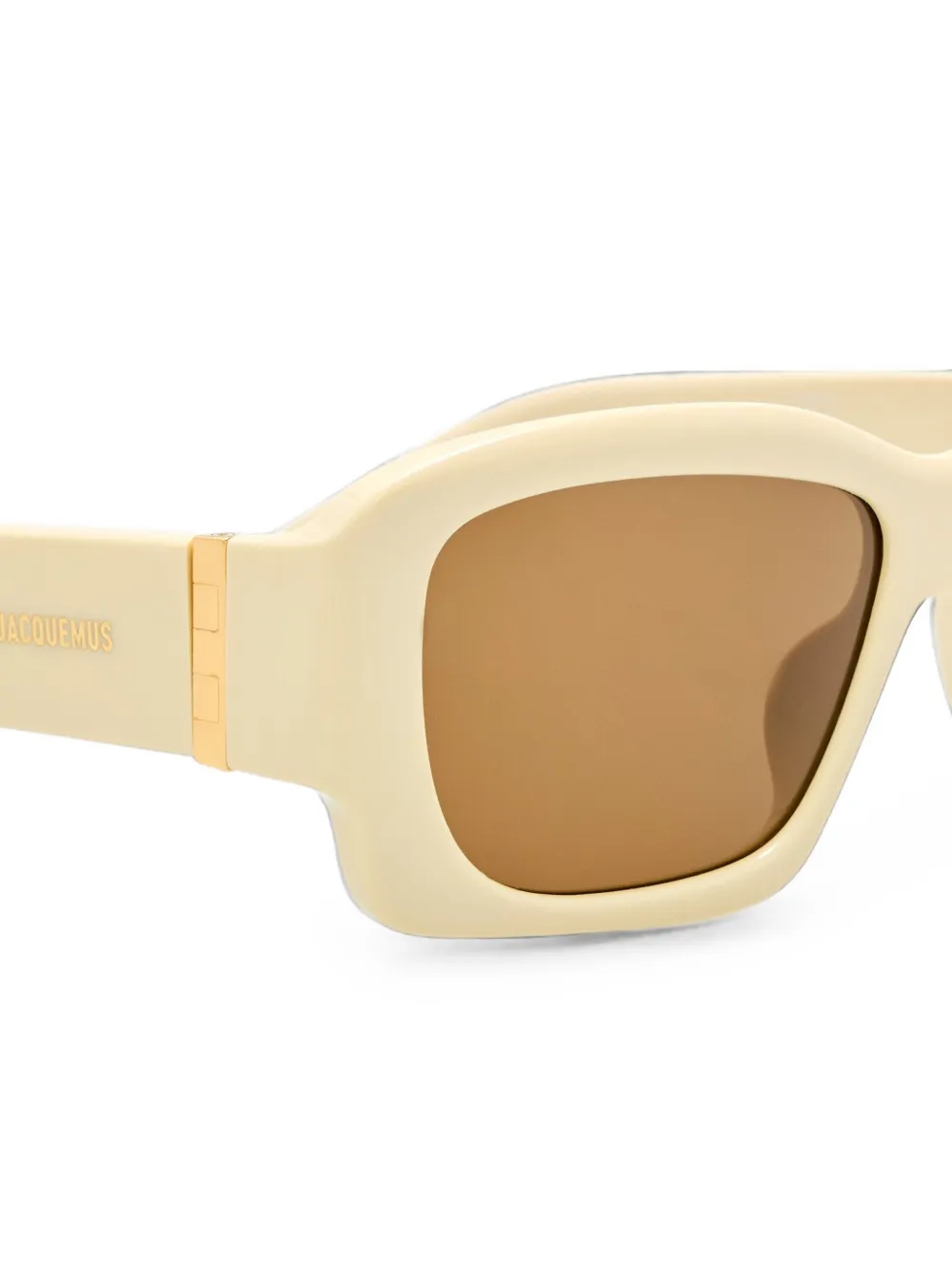 Jacquemus Croisiere zonnebril met rechthoekig montuur Beige