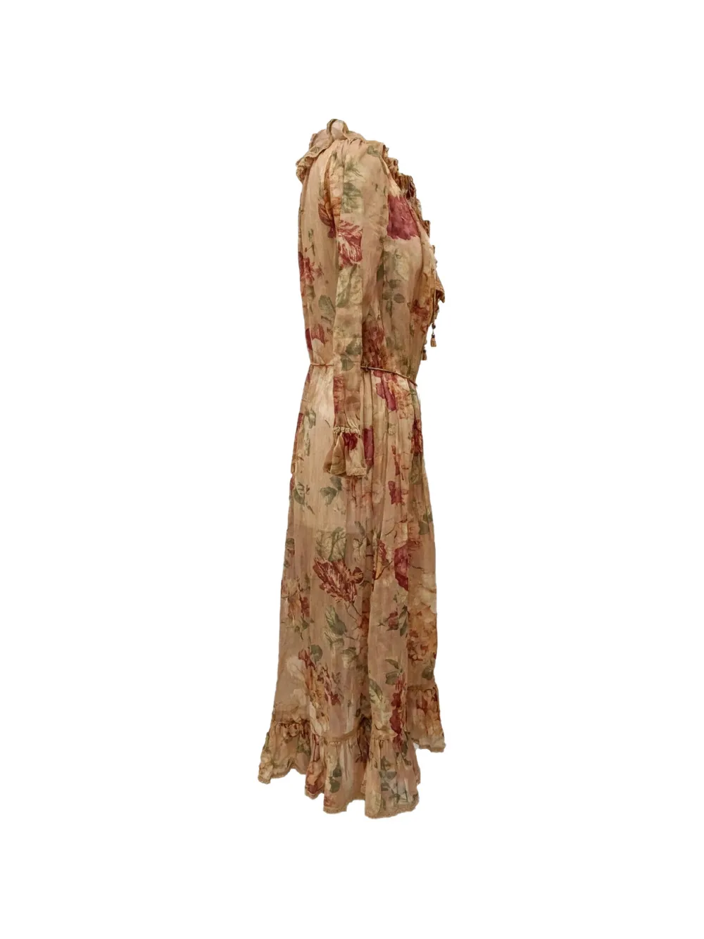 ZIMMERMANN Floral-print ruffled midi dress - Marrone