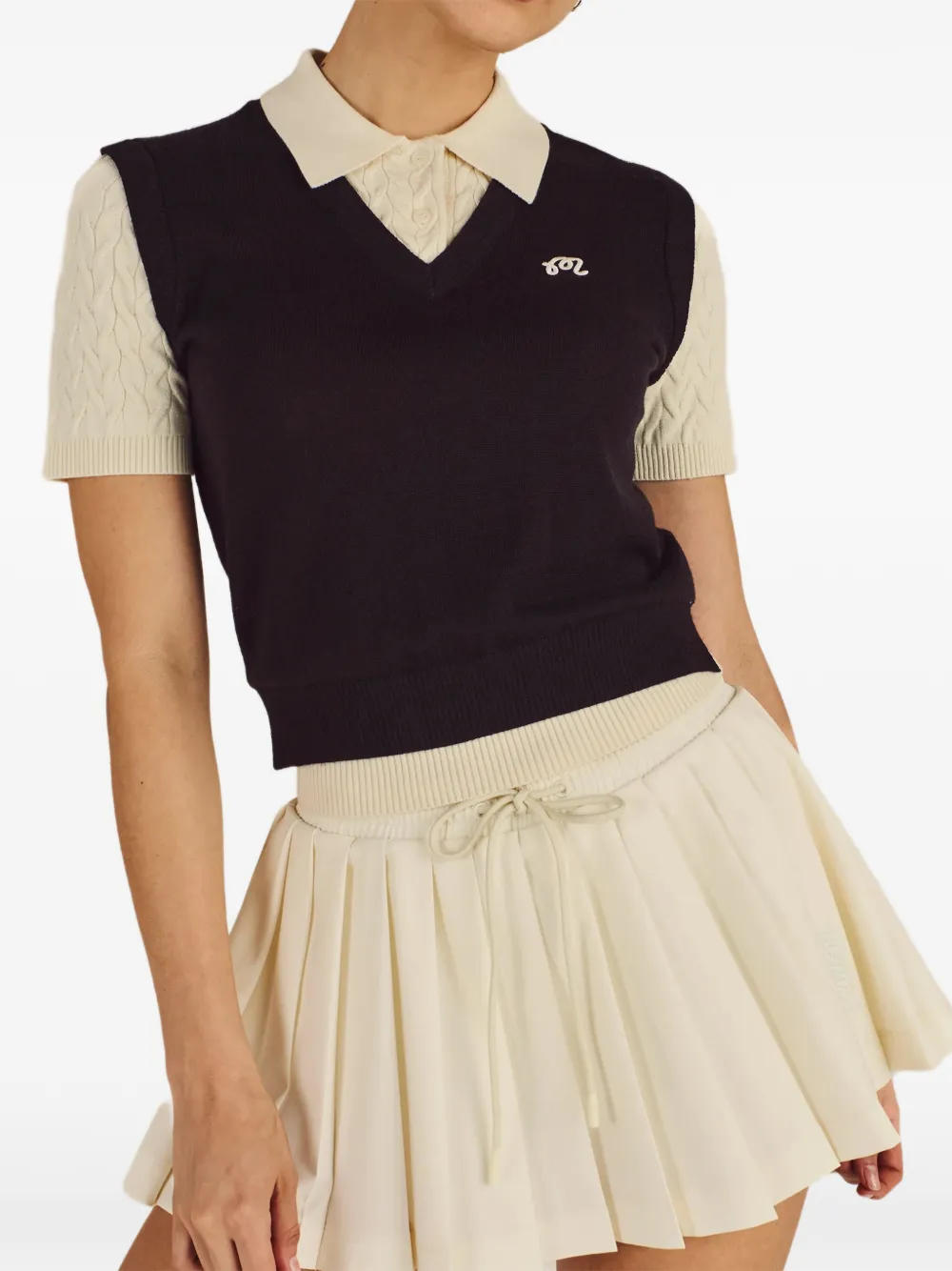 Malbon Golf Veronica V-neck polo vest - Schwarz