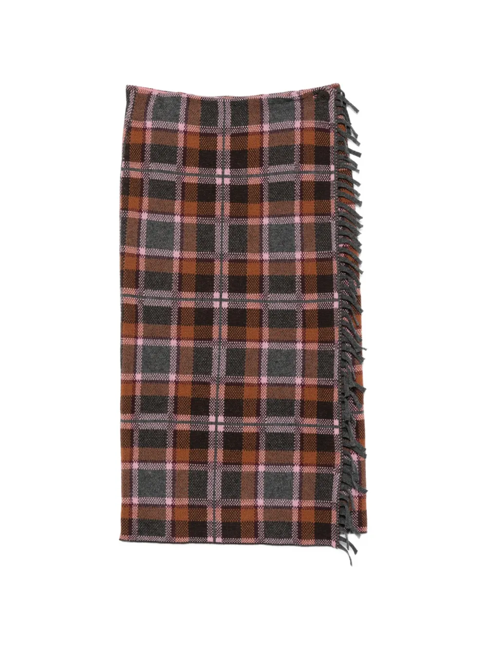 Guest In Residence plaid fringed skirt - Marrone