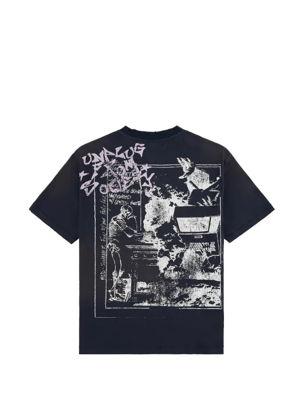 ENNOY S/S Boder T-Shirt BLACK × WHITE XL Boredom Kills graphic-print Distressed T-shirt | Black | FARFETCH