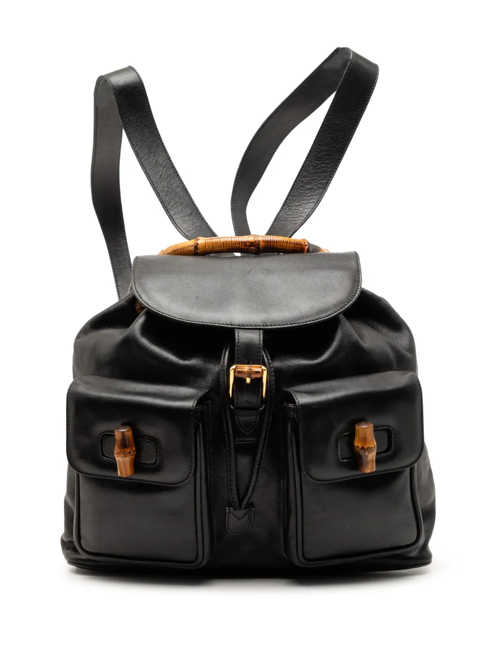 Gucci Pre-Owned 20th Century Calfskin Bamboo Drawstring backpack - Schwarz