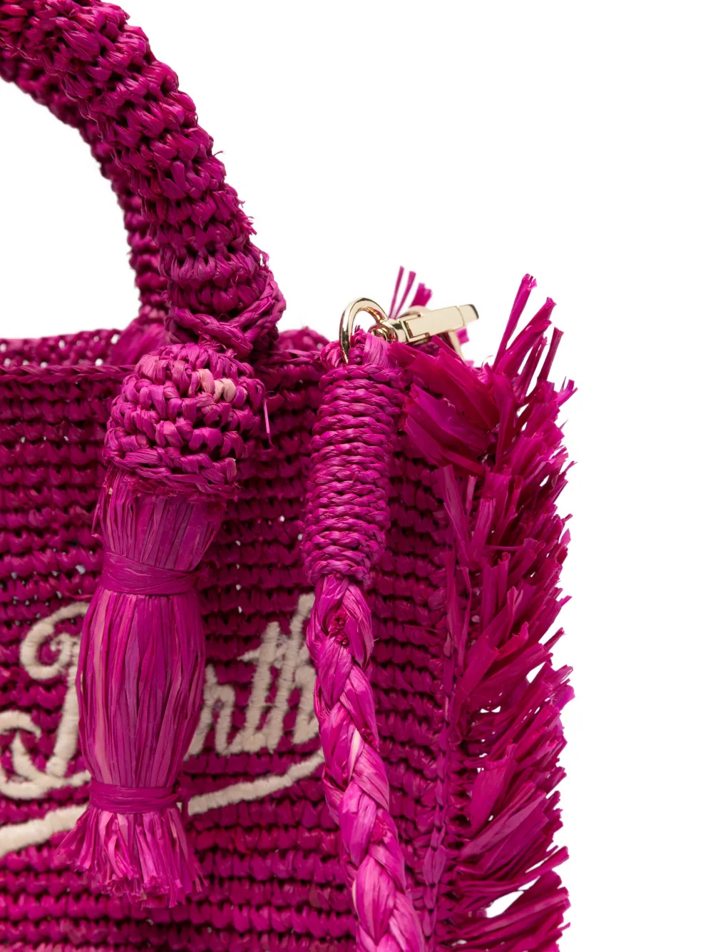 MC2 Saint Barth Vanity kleine shopper met geborduurd logo en franje Roze