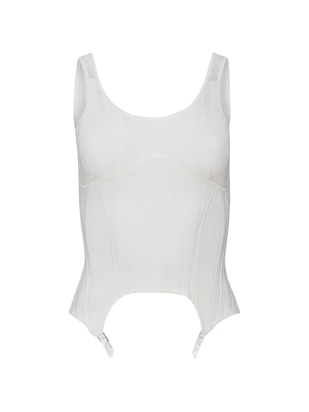 Fleur Du Mal Garter ribbed top in White