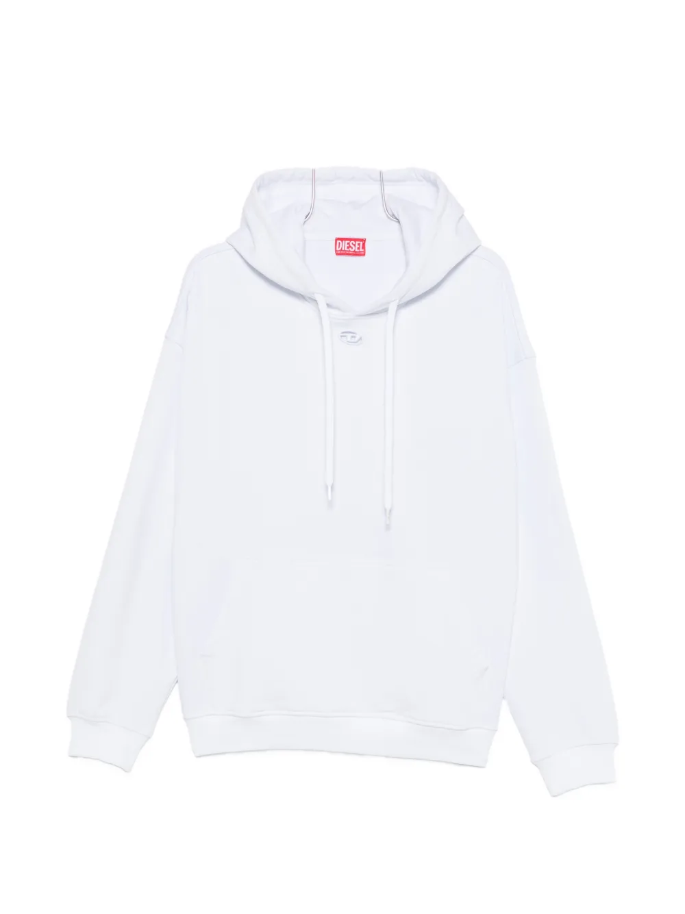 Diesel logo-plaque drawstring hoodie - Bianco