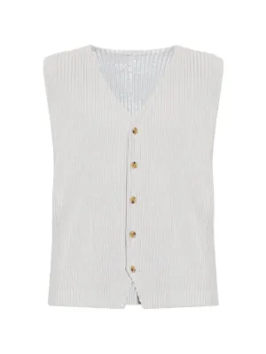 Homme Plissé Issey Miyake Pleated V-neck Vest | Grey | FARFETCH AZ