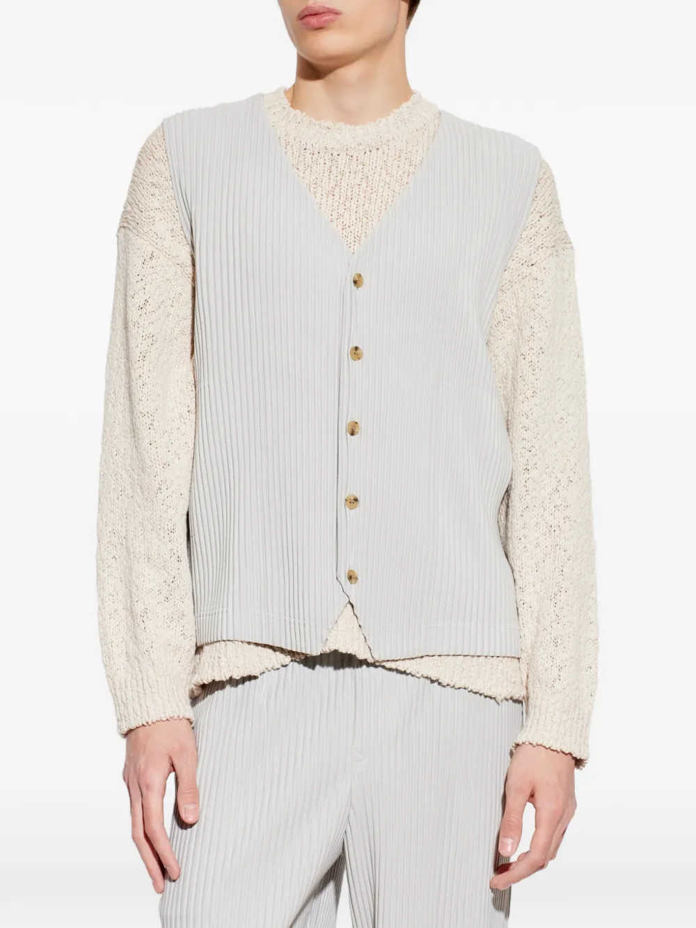 Homme Plissé Issey Miyake Geplooide button-up spencer Grijs