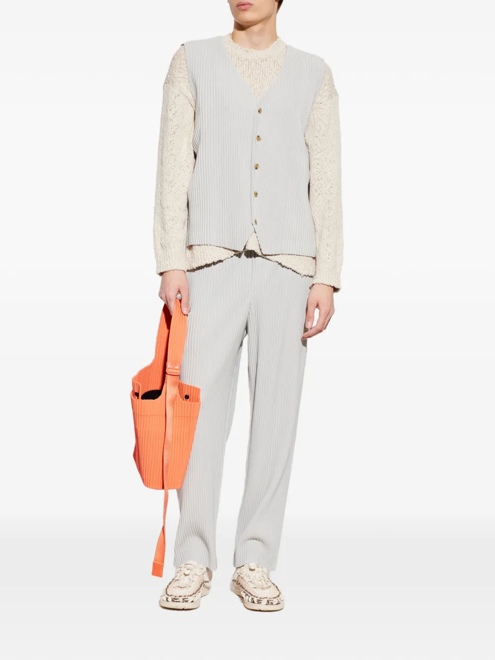Homme Plissé Issey Miyake Geplooide button-up spencer Grijs