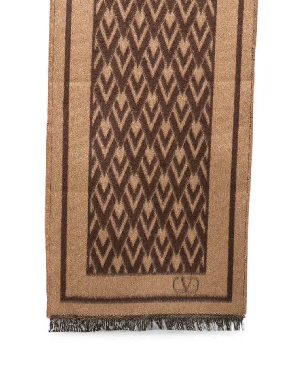 Valentino Garavani Sjaal met VLogo-print en franje Beige