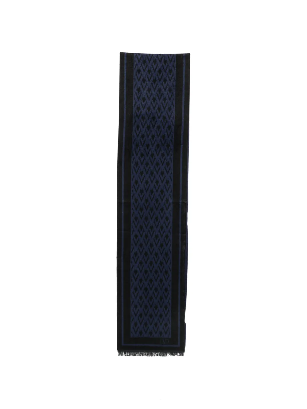 Valentino Garavani VLogo-print fringed-design scarf - Blu