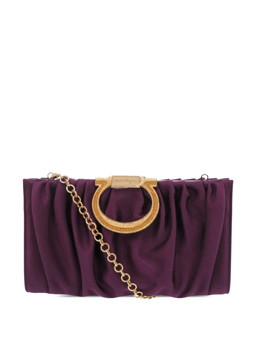Ferragamo Pre-Owned 2010-2026 Satin Gancini Clutch with Chain shoulder bag - Viola