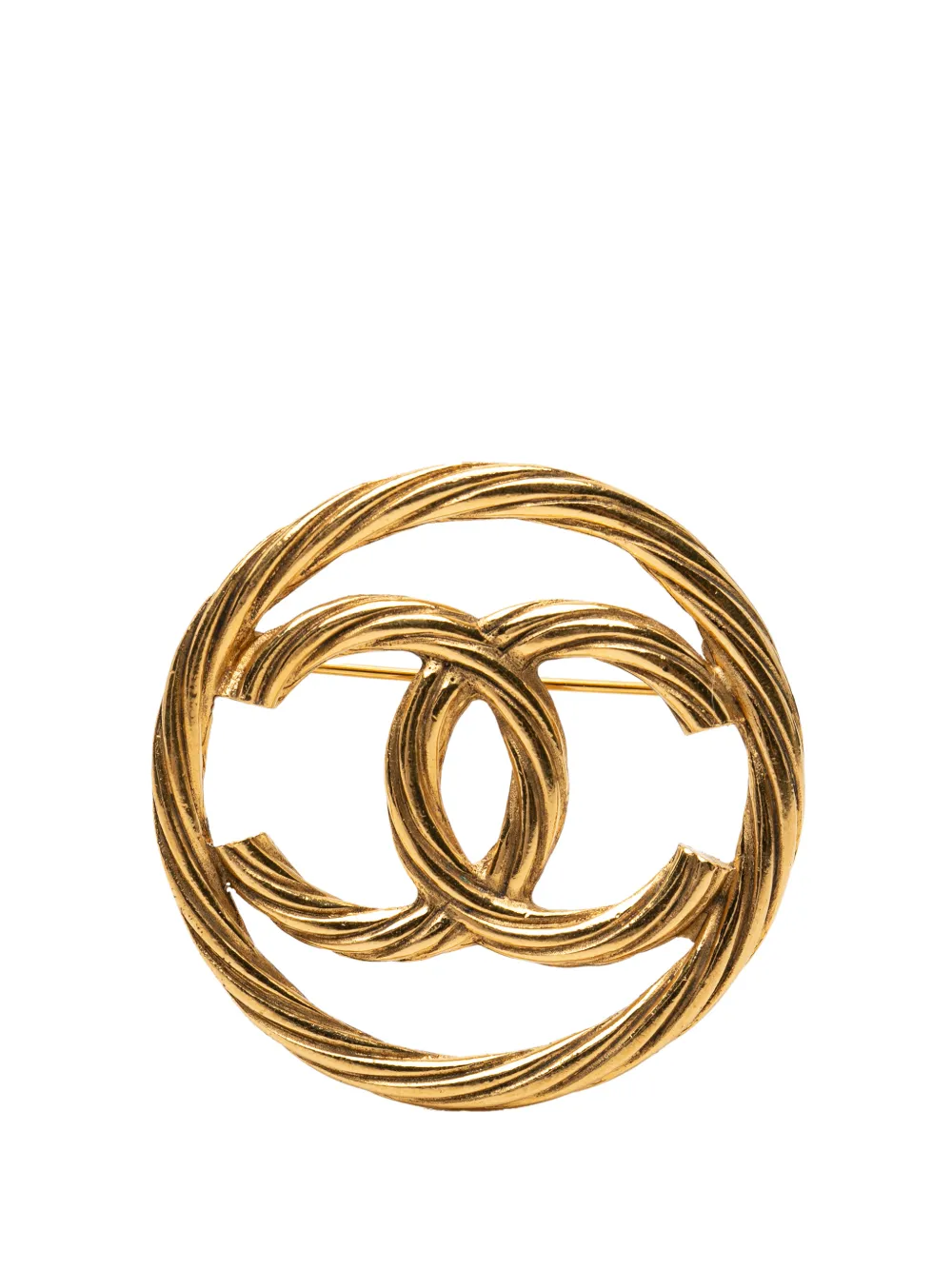 CHANEL Pre-Owned 1950-1970 CC Gold Plated Round Brooch costume brooch