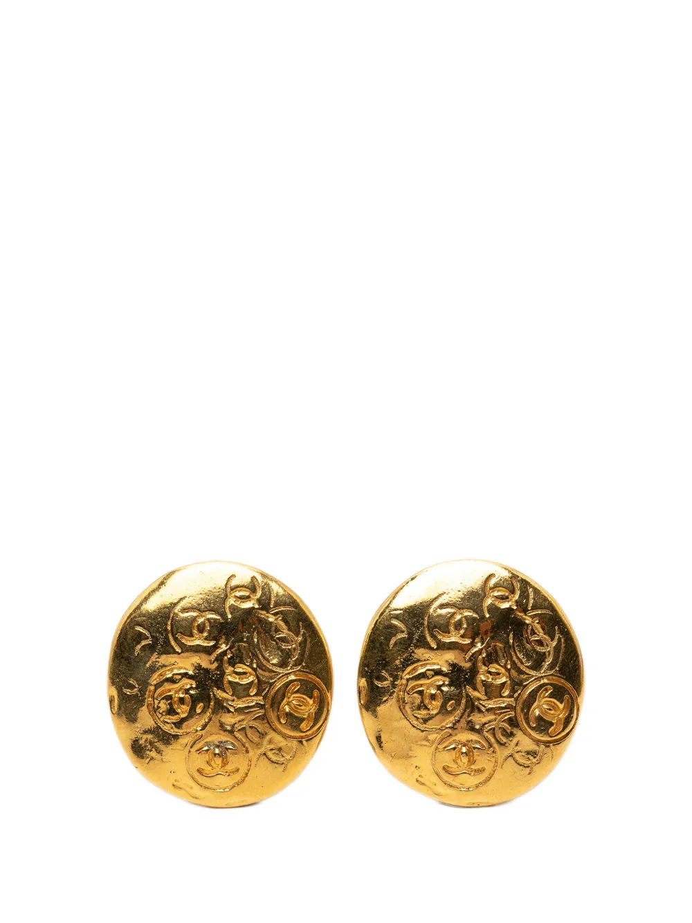 CHANEL Pre-Owned 1993 CC Gold Plated Button Clip On Earrings costume earrings