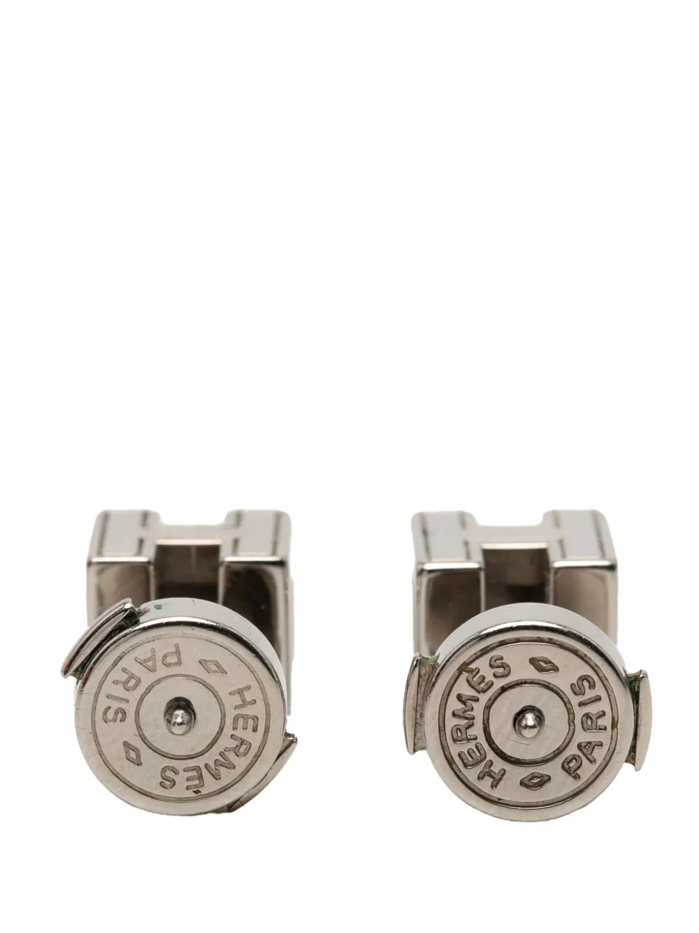 Hermès Pre-owned Boucles D'oreilles Fantaisie Cage D'h En Plaqué Palladium Et émail à Fermoir Papillon (2000-2020) - Rose 