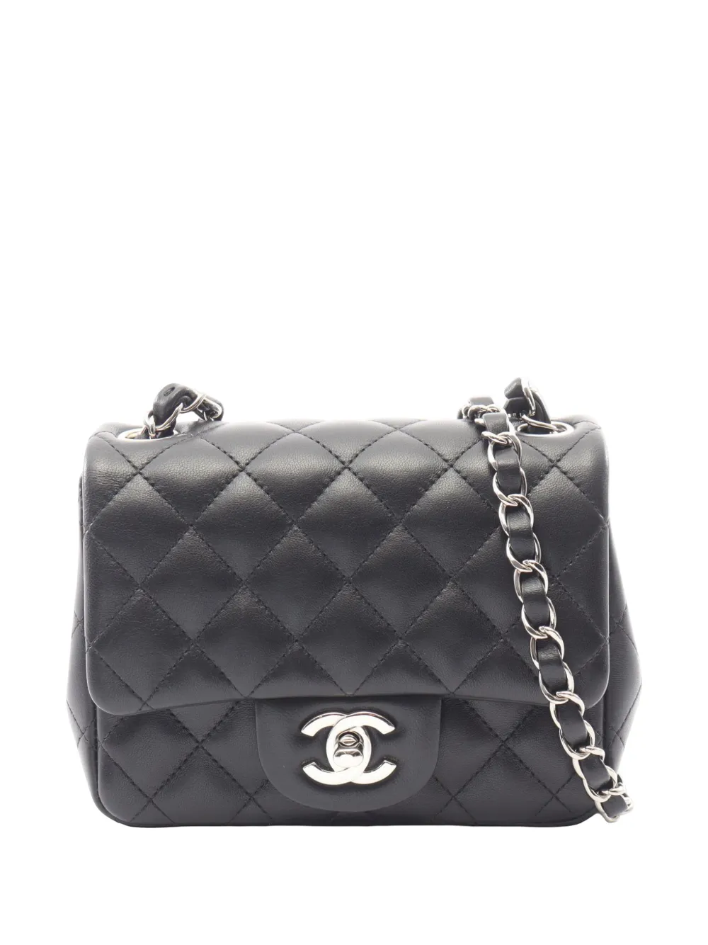 CHANEL Pre-Owned 2020 Mini Square Classic Lambskin Single Flap crossbody bag - Nero