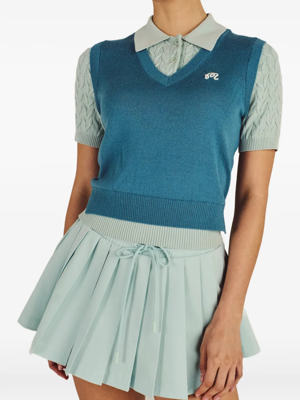Malbon Golf Veronica cable-knit polo shirt - Blu