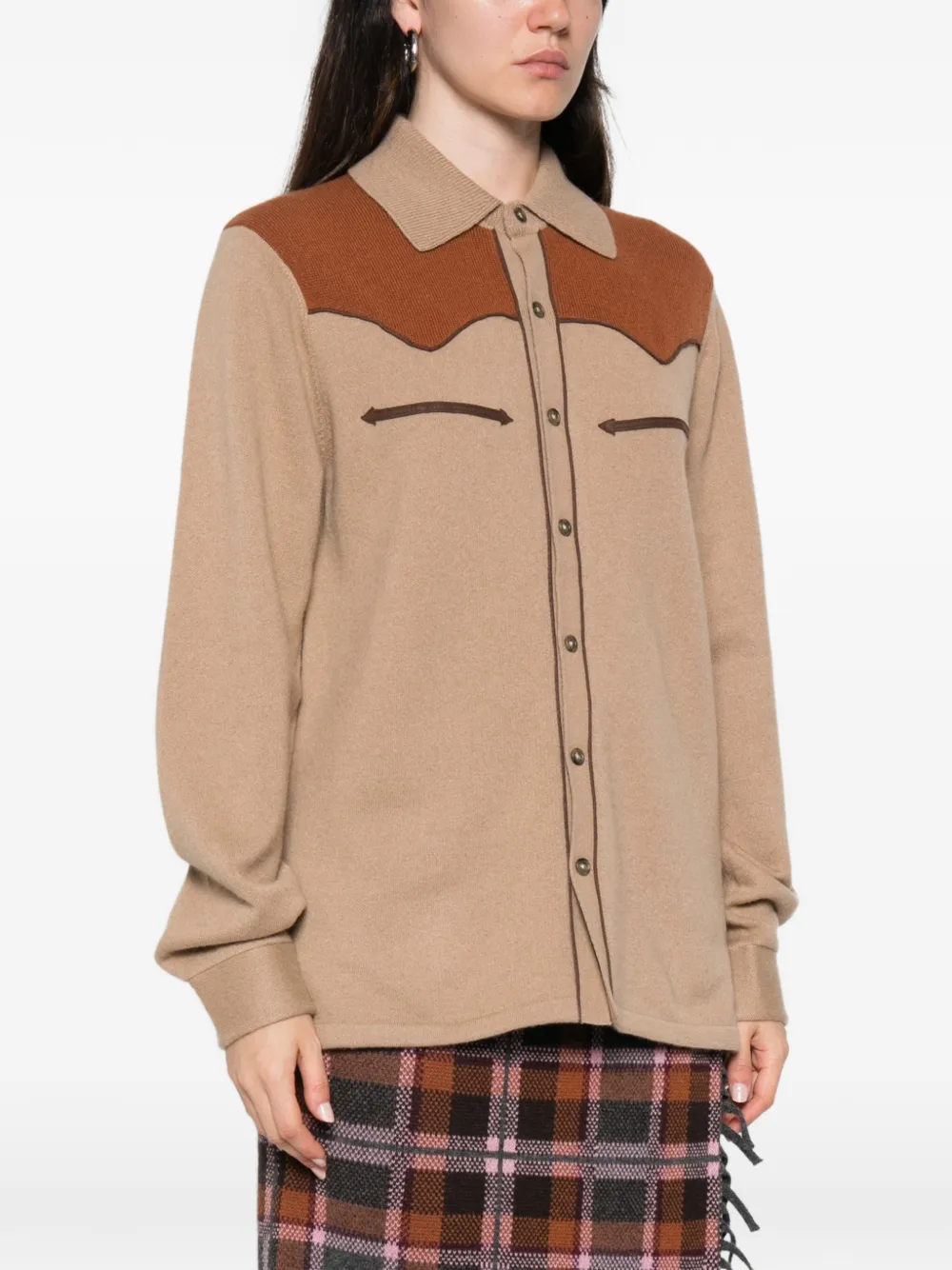 Guest In Residence Blouse in cowboystijl met vlakken Beige