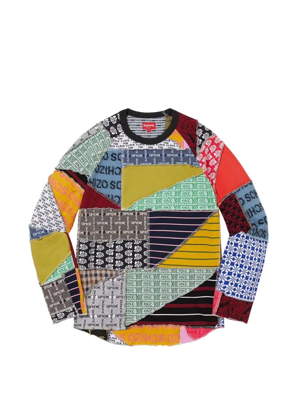 Supreme patchwork jacquard long-sleeves T-shirt - Orange