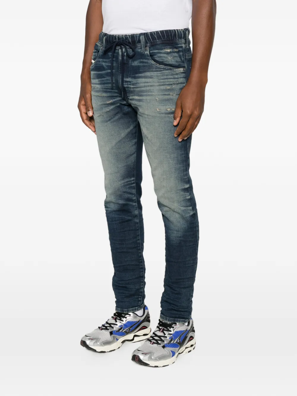 Diesel Gerafelde jeans met trekkoord Blauw