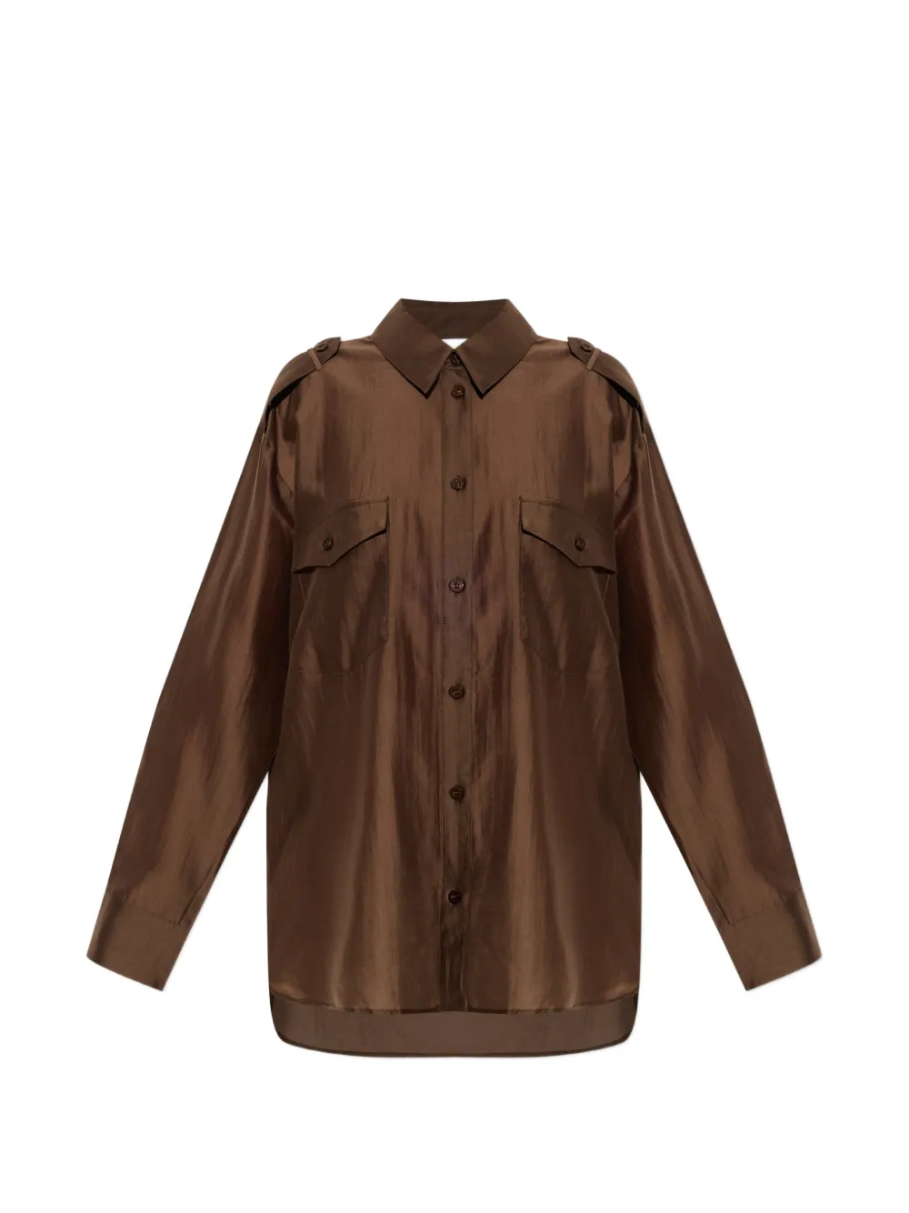 Gestuz Gzsiora Epaulette-detail Shirt In Brown