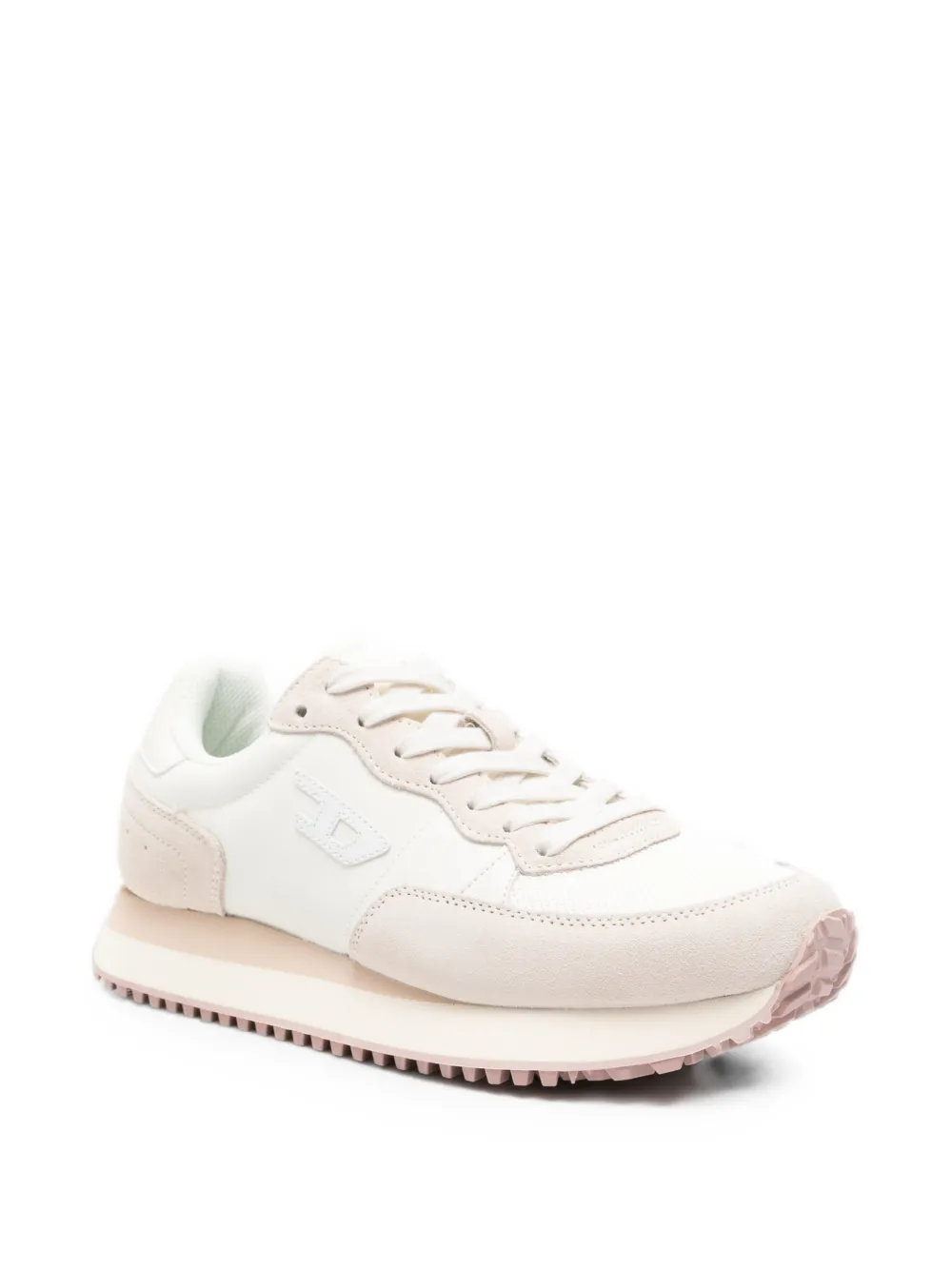 Diesel logo-patch panelled sneakers Beige