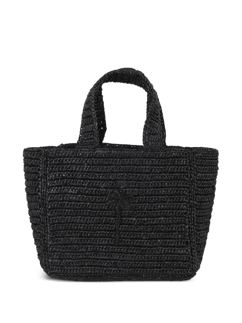 Manebi palm-tree embroidered raffia tote bag - Nero