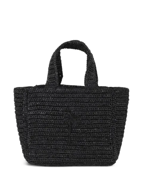 Manebi palm-tree embroidered raffia tote bag