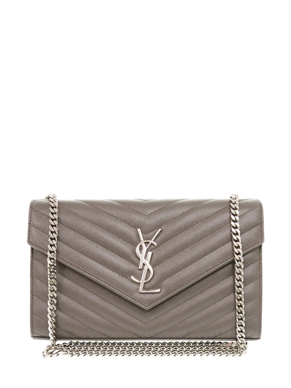 Saint Laurent Pre-Owned 2013-2026 Grain De Poudre Matelasse Chevron Classic Cassandre Chain Wallet crossbody bag - Marrone