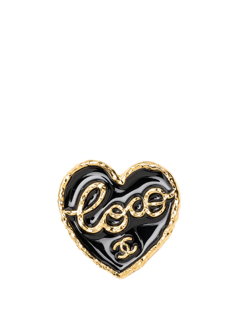CHANEL Pre-Owned Spilla CC placcata oro con smalto 2024 - Nero