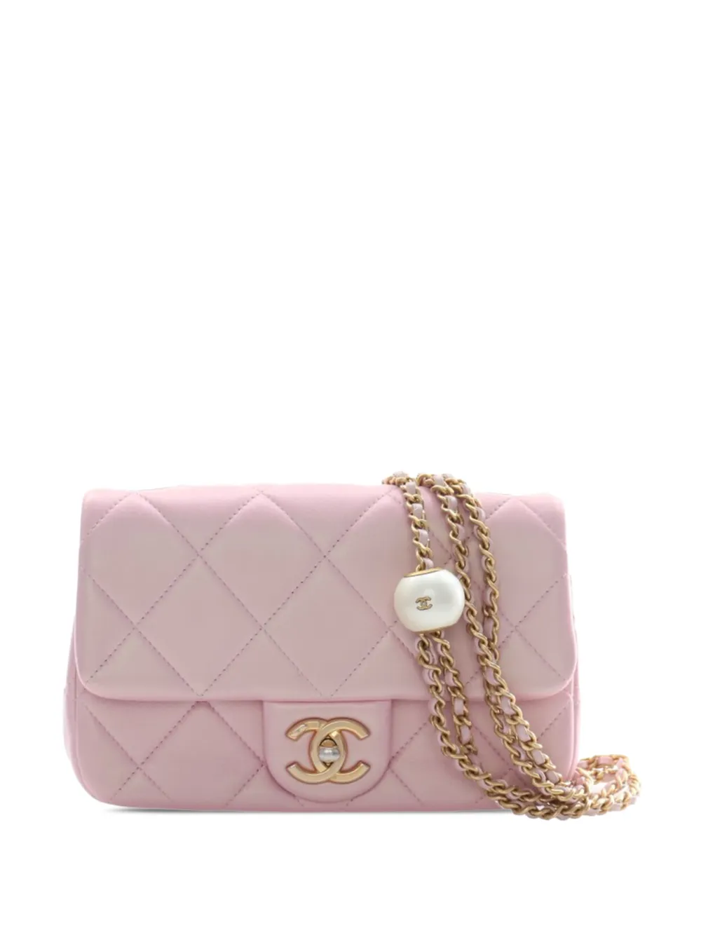 CHANEL Pre-Owned 2021-2026 Mini Quilted Iridescent Lambskin Pearly Flap crossbody bag - Rosa