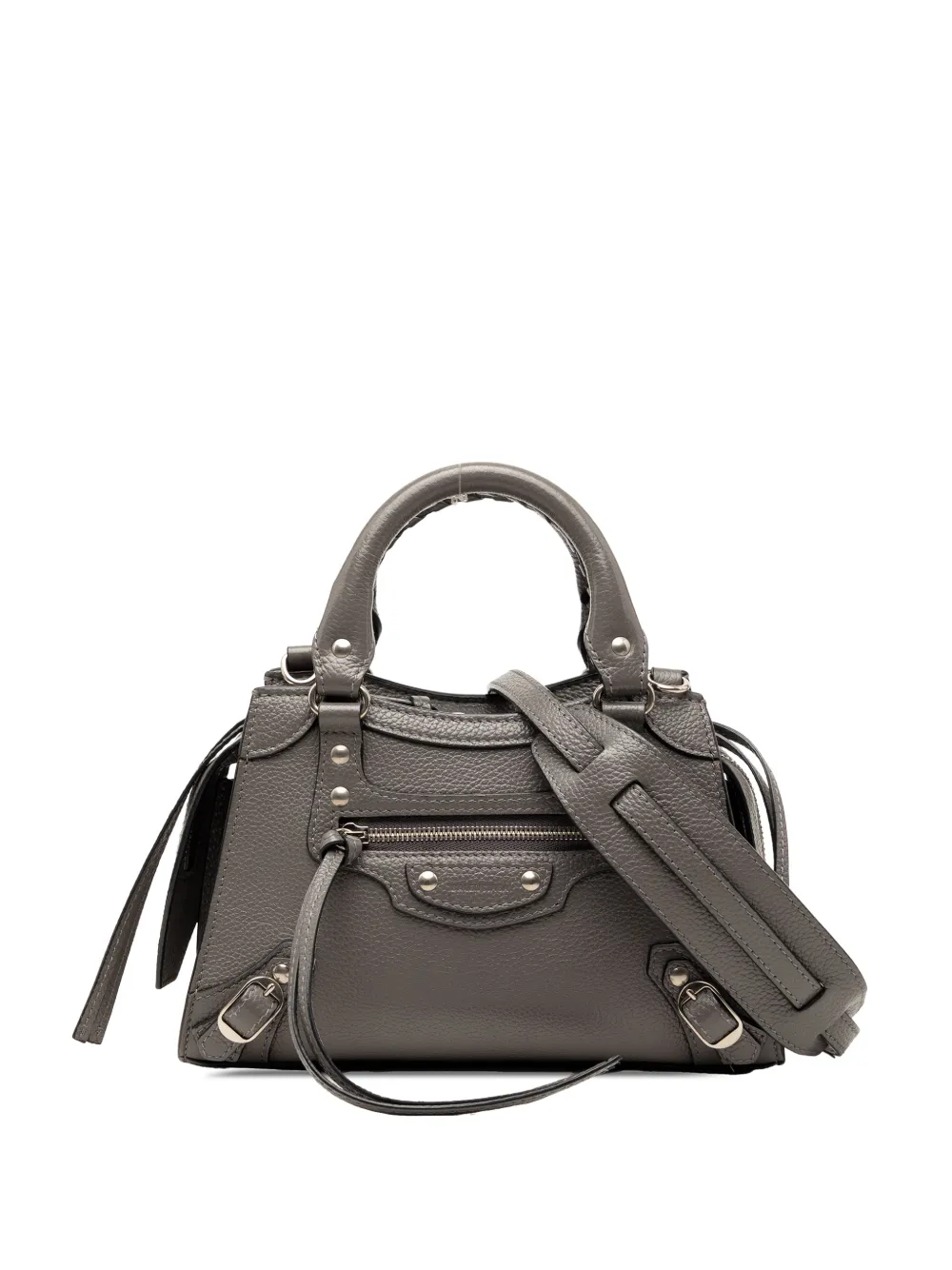 Balenciaga Pre-Owned 2008 Mini Grained Calfskin Motocross Neo Classic City satchel - Grigio