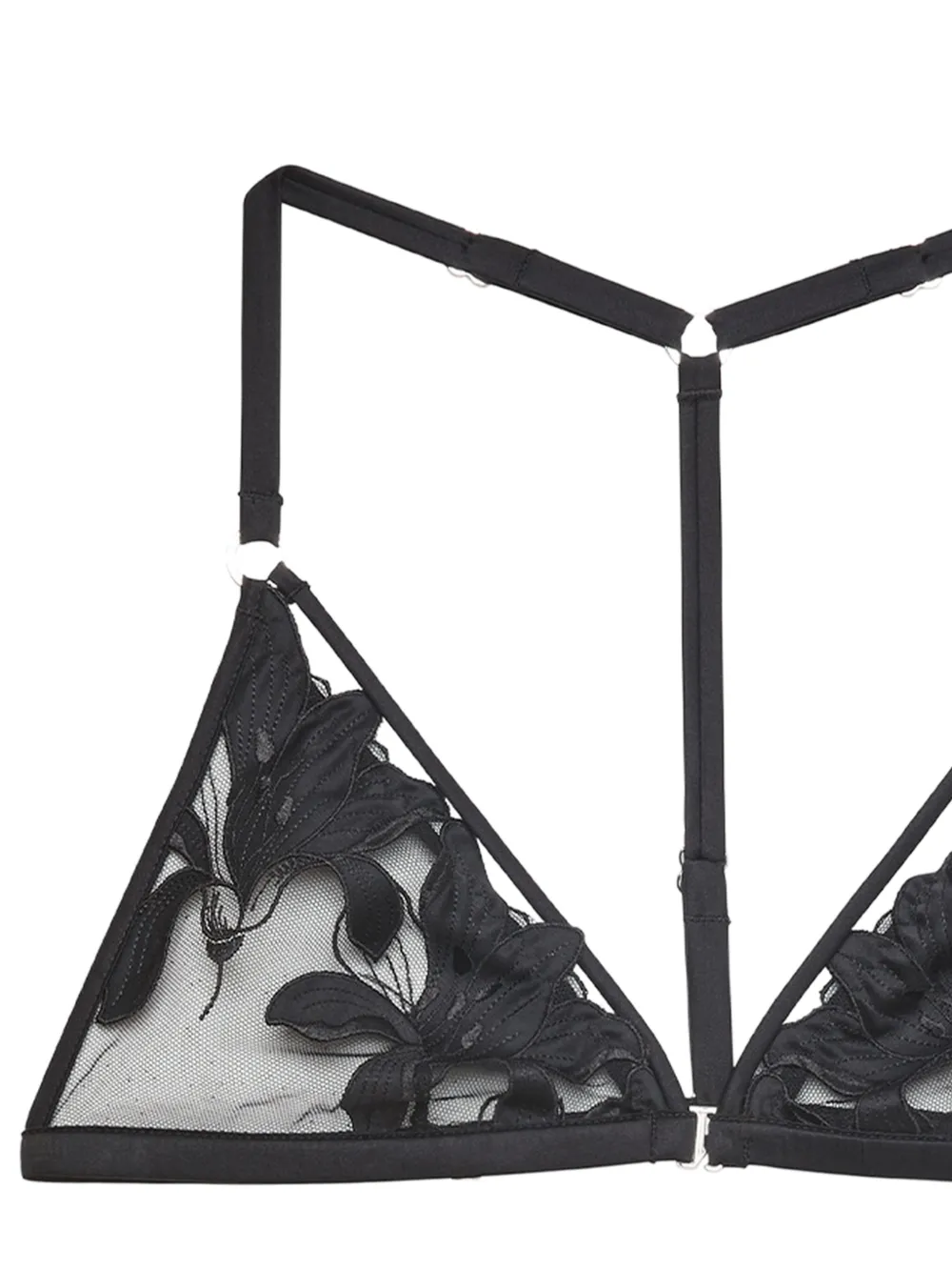 Fleur Du Mal Lily bh met geborduurde T-rug Zwart