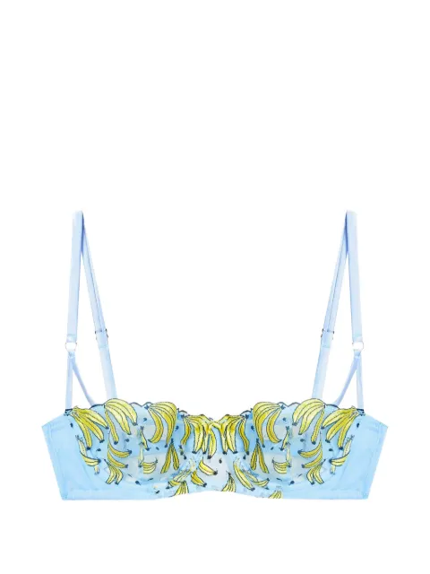 Fleur Du Mal banana-embroidery balconette bra