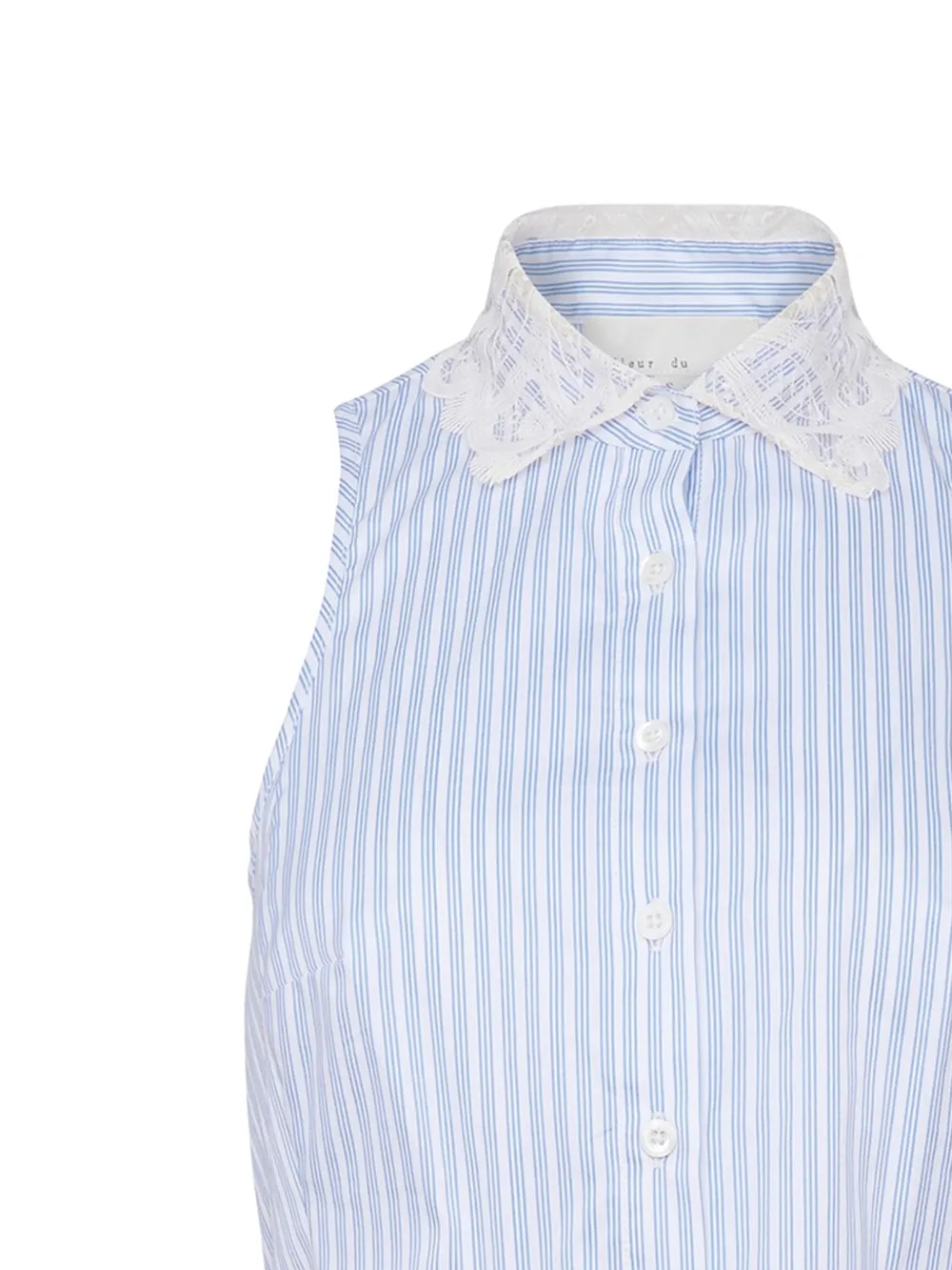 Fleur Du Mal Gestreepte top met geborduurde kraag Blauw
