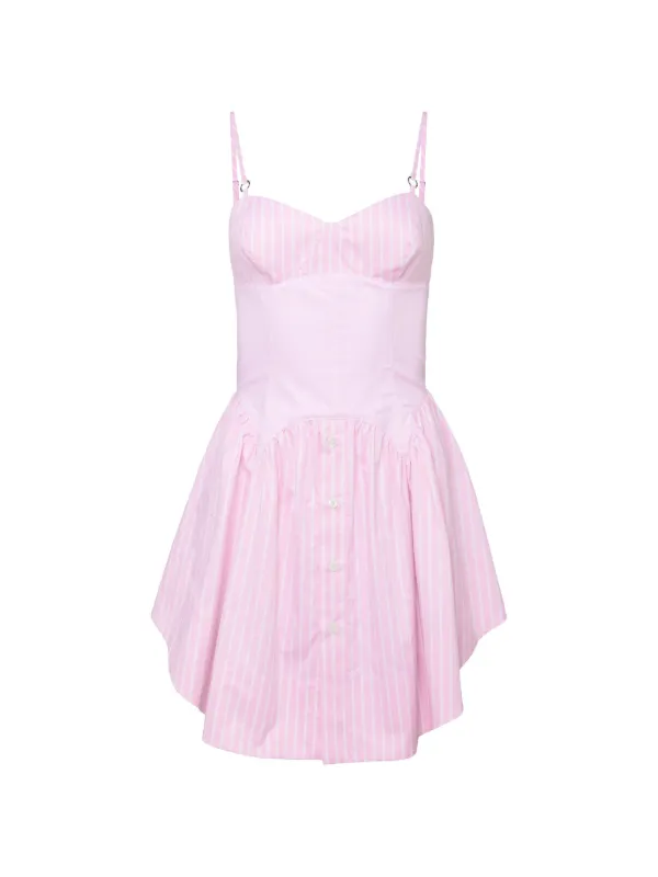 fleur du mal pink dress Fleur du Mal Satin & Mesh Bustier Midi Dress