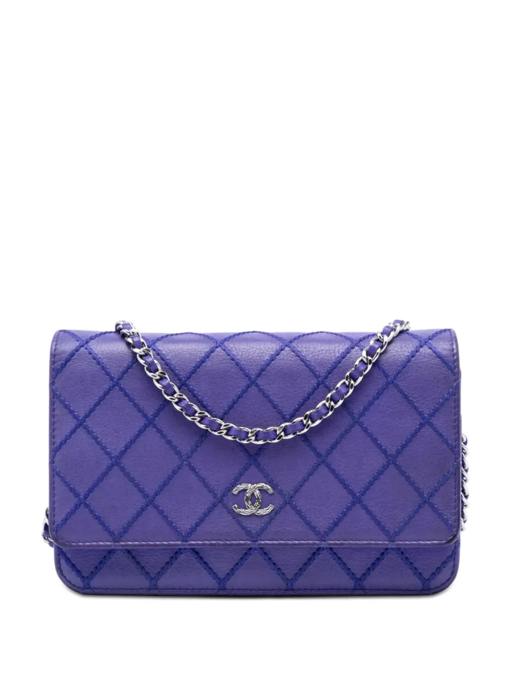CHANEL Pre-Owned 2014 CC Quilted Calfskin Fancy Wallet On Chain crossbody bag - Blu