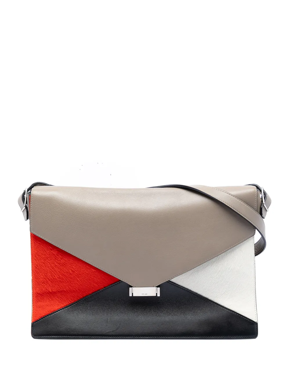 Celine Pre-Owned 2012 Multicolor Leather and Pony Hair Diamond shoulder bag - Grigio