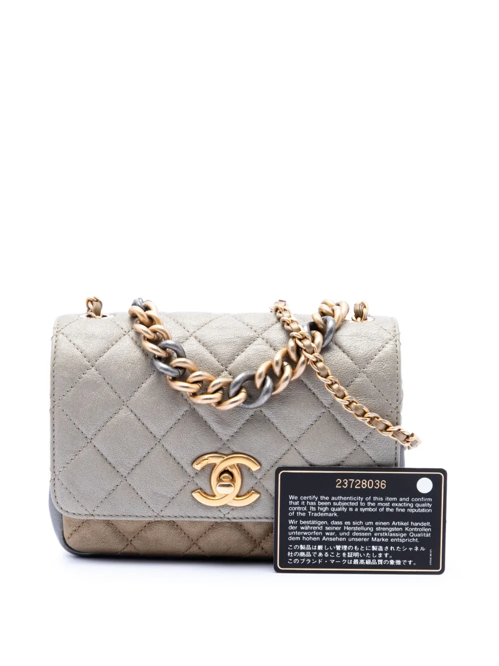  Chanel Pre-owned Borsa A Tracolla Camellia Flower Flap Tricolore Piccola Con Trapuntatura 2016-2017 - Oro 