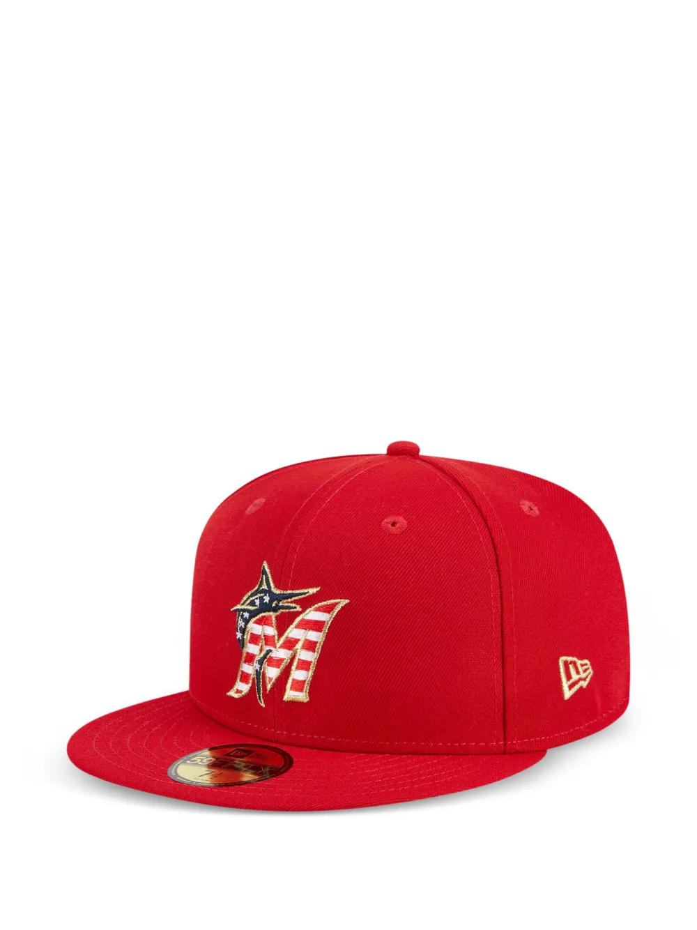 NEW ERA CAP 59FIFTY Miami Marlins Fourth Of July pet met geborduurd logo Rood