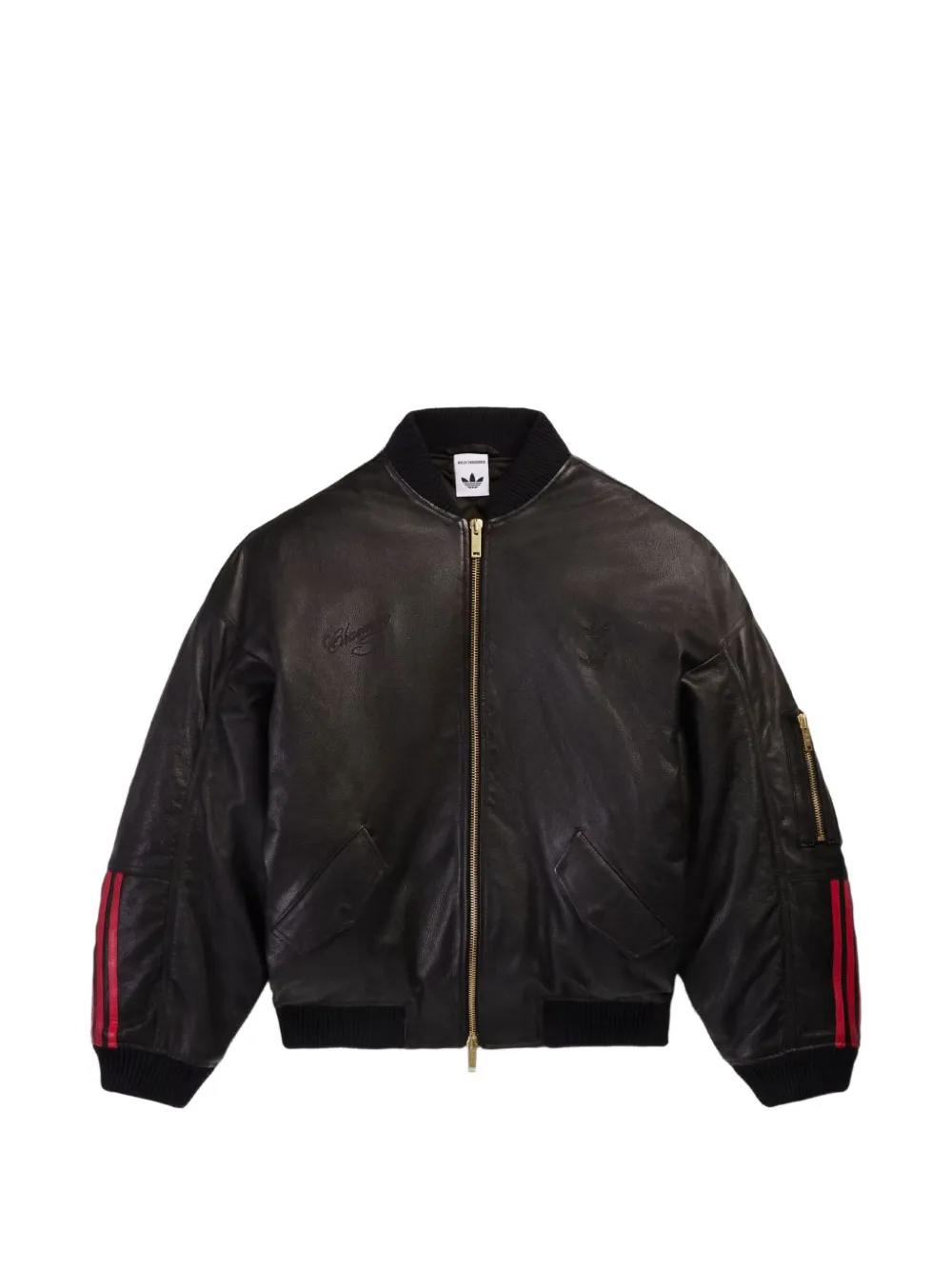 adidas x Willy Chavarria leather bomber jacket - Black