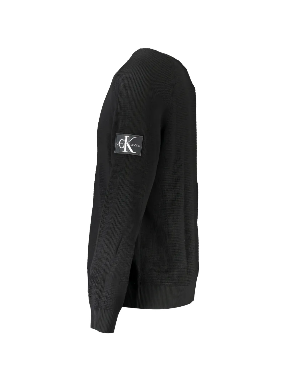 Calvin Klein Wafelgebreide trui met logopatch Zwart