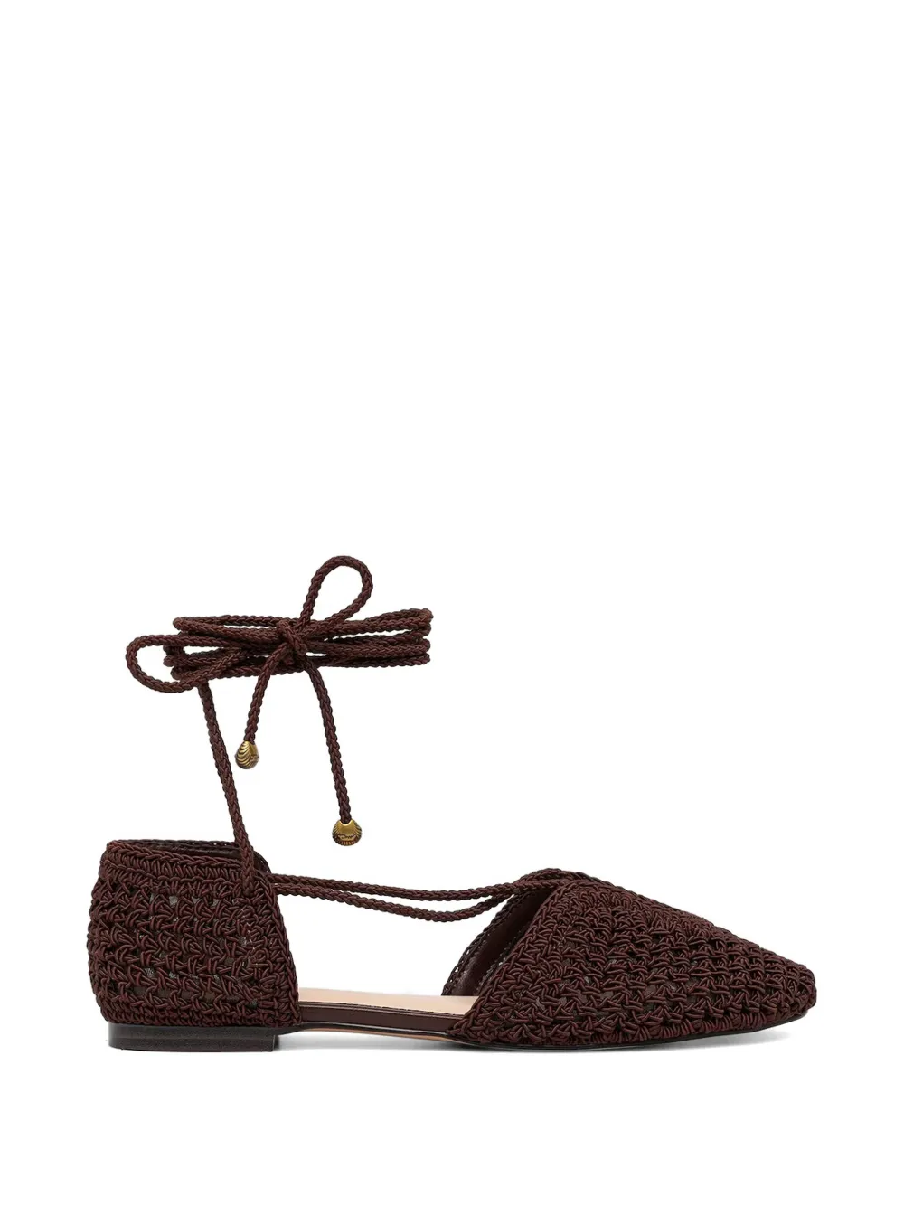 TWINSET crochet-knit lace-up flat pumps Bruin