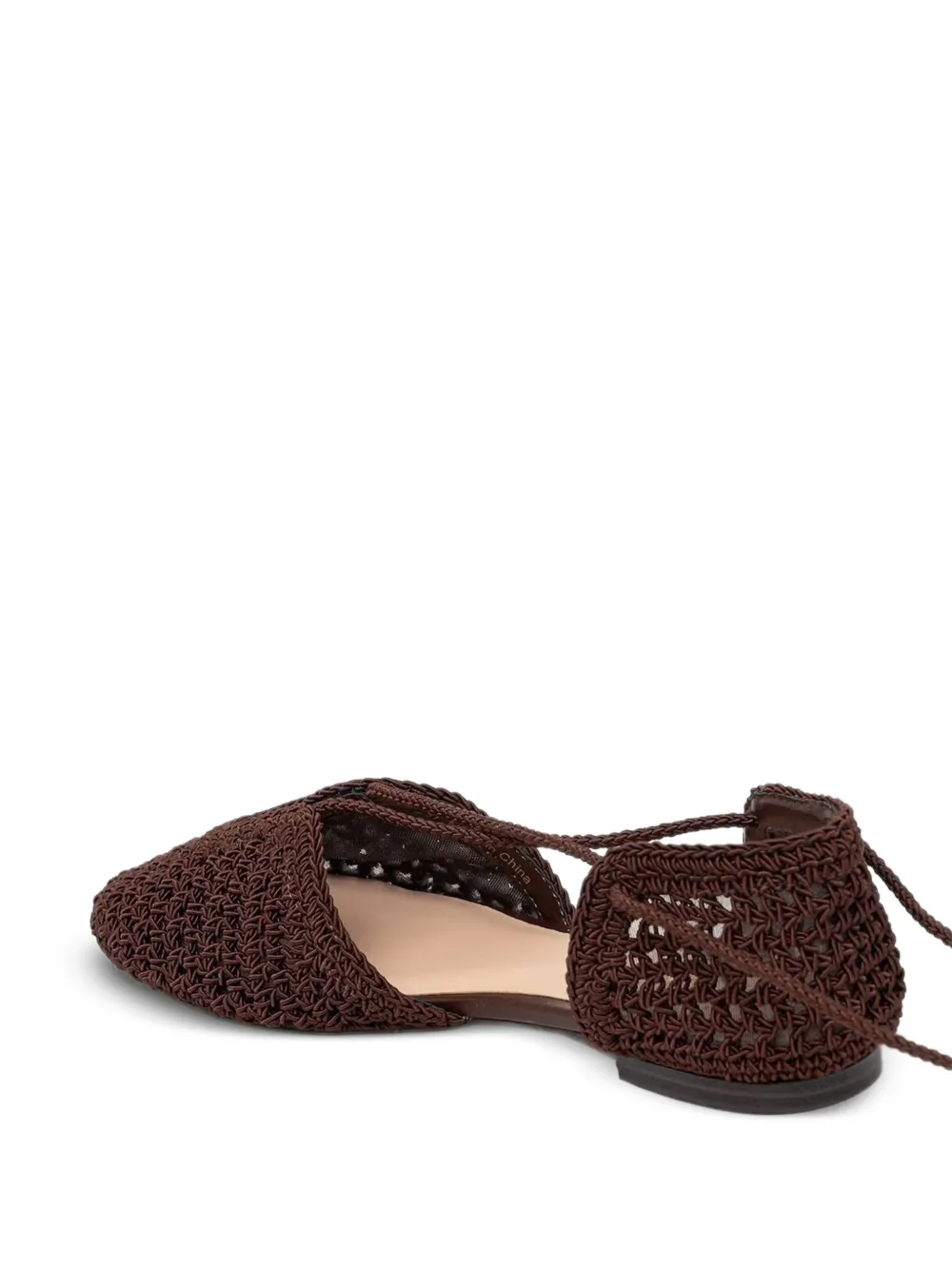 TWINSET crochet-knit lace-up flat pumps Bruin
