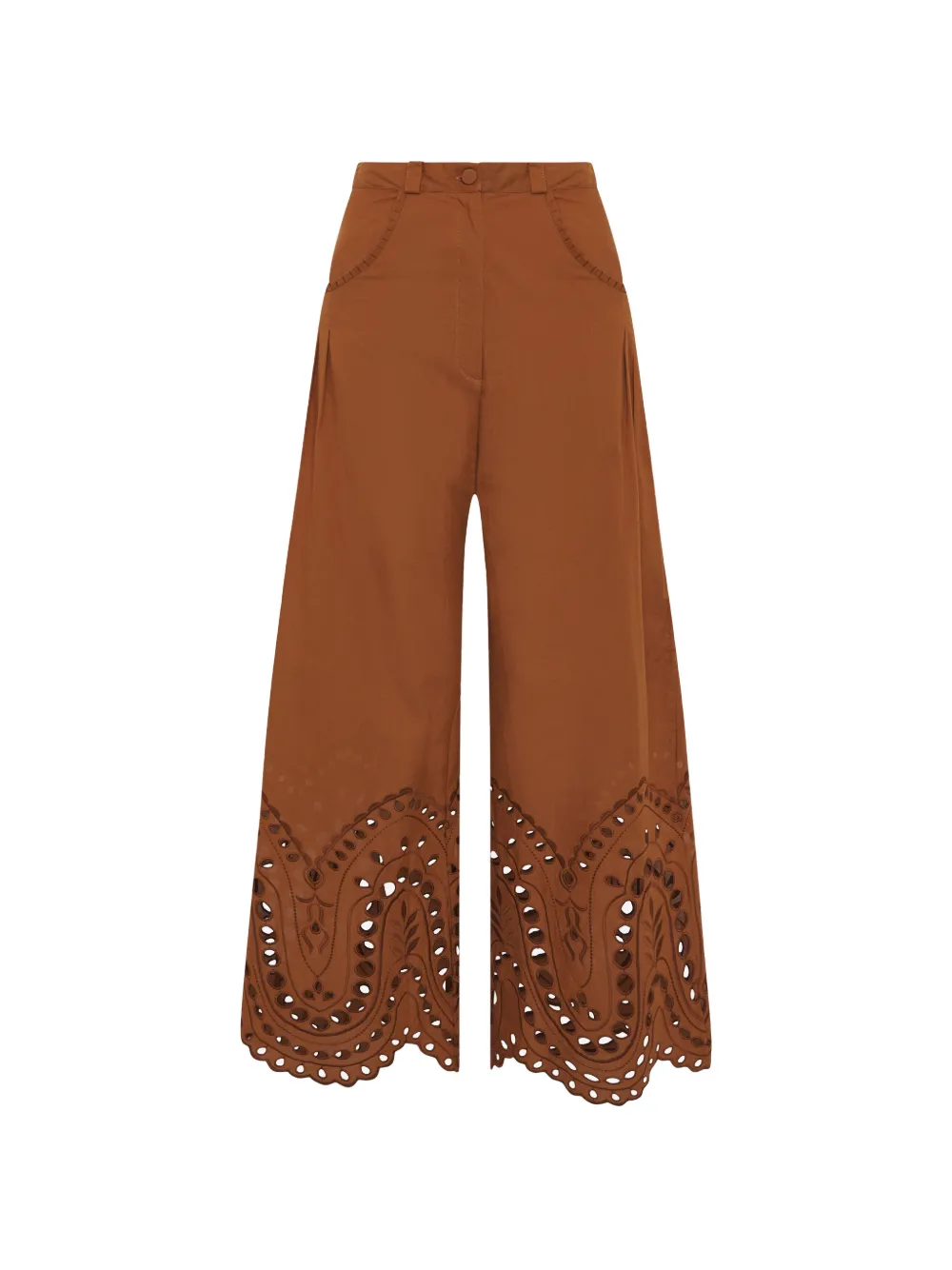 Charo Ruiz Ibiza Ray palazzo broek met broderie anglaise Bruin