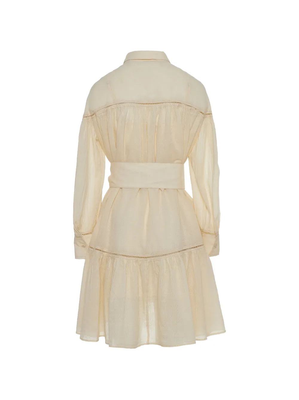  Devotion Sail Belted Ruffled Mini Dress - Blanc 